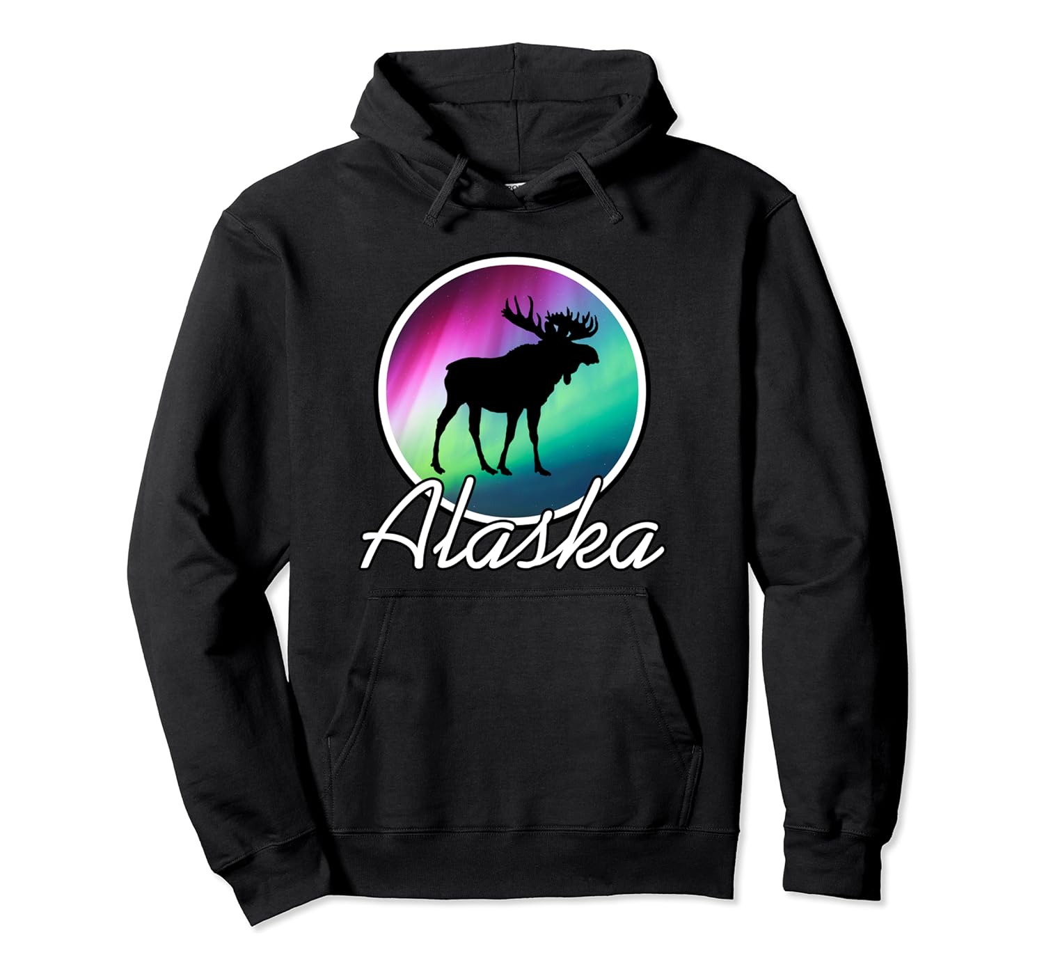 Alaska Souvenir Alaskan Moose Northern Lights Pullover